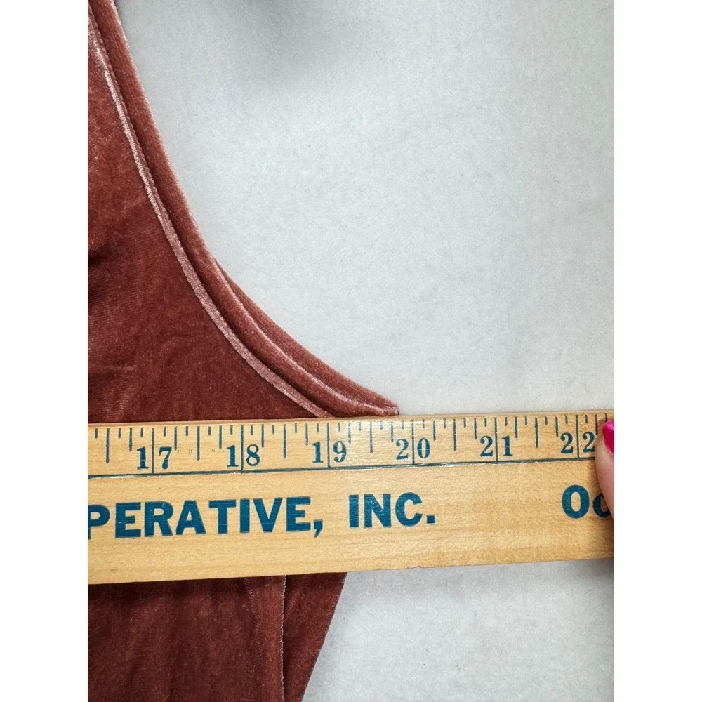 Cider Womens Rust Color Velvet Sleeveless High Cowl Neck Top S  NWT - Picture 8 of 9
